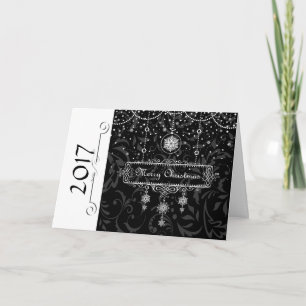 Black and White Christmas Tree Greeting Card