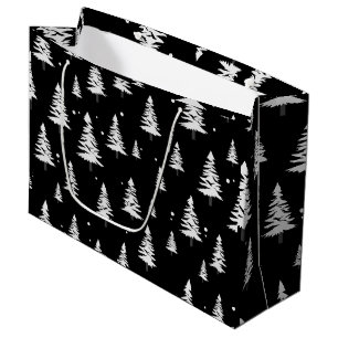 Black and White Christmas Tree  Large Gift Bag