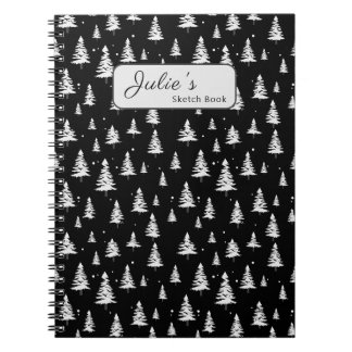 Black and White Christmas Tree Notebook