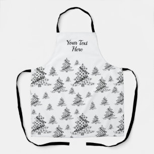 Black and White Christmas Tree pattern  Apron