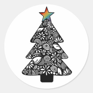 Black and White Christmas Tree Sticker
