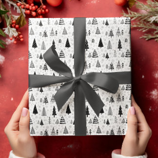 Black and White Christmas Wrapping Paper Set of 3