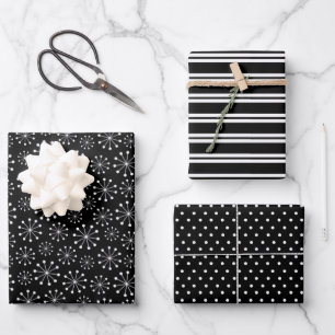 Black and White Christmas Wrapping Paper Sheet