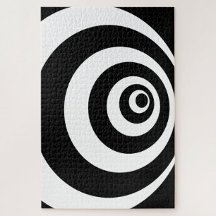 Black and White Circle Design Jigsaw Puzzle