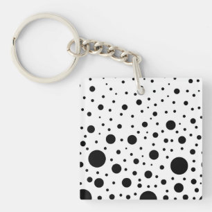 Black and White Circle Design Key Ring