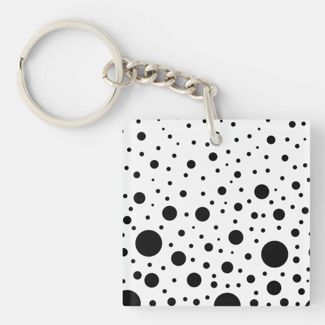 Black and White Circle Design Key Ring (Front)