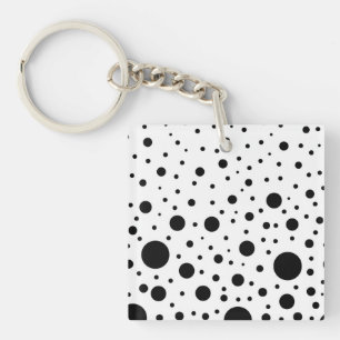Black and White Circle Design Key Ring