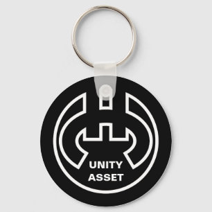 Black and White Circle Euro currency Symbol Key Ring