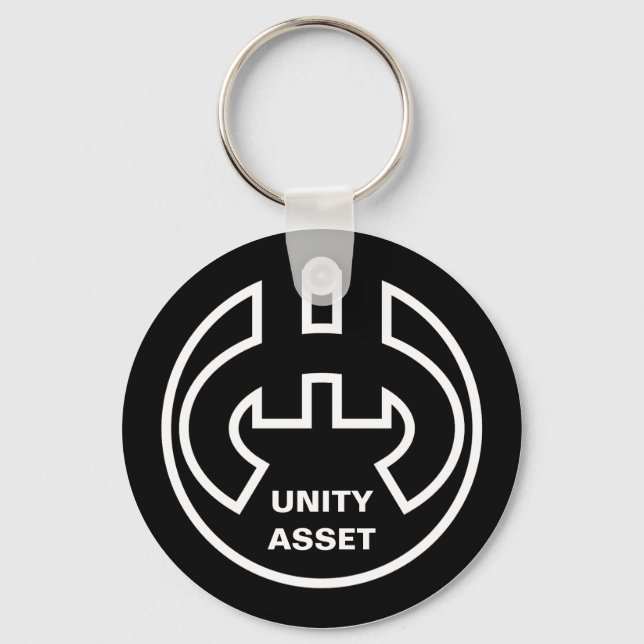 Black and White Circle Euro currency Symbol Key Ring (Front)