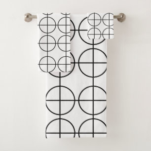 Black and White Circle Geometric Pattern Bath Towel Set