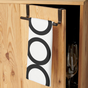 Black and White Circle Geometric  Tea Towel