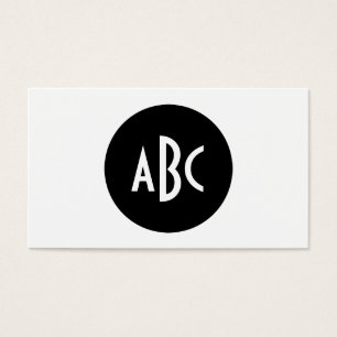 Black and White Circle Monogram Business Cards