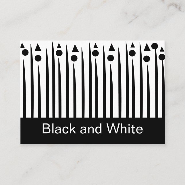 Black and White Circle Triangle Stripe Pattern Business Card (Front)