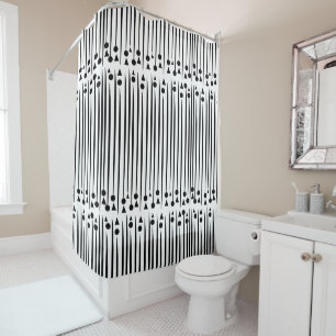 Black and White Circle Triangle Stripe Pattern Shower Curtain