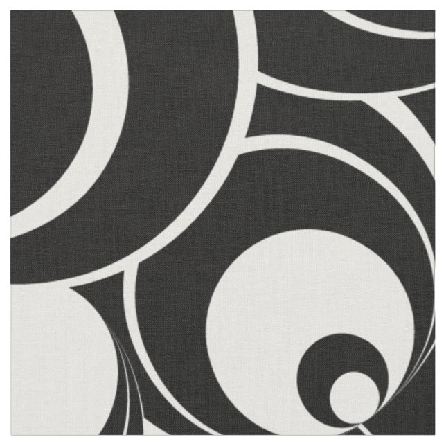 Black and White Circles Abstract Fabric (Close Up)
