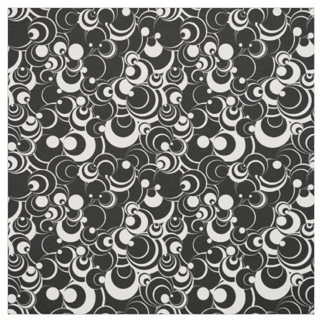 Black and White Circles Abstract Fabric 2 (Swatch)