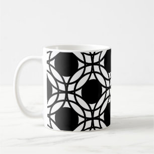 Black and White Circles and Dots Pattern Coffee Mug