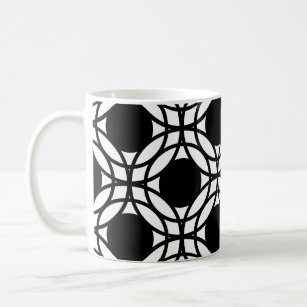 Black and White Circles and Dots Pattern Coffee Mug