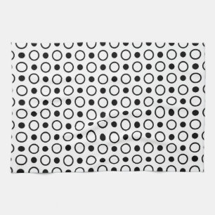 Black and White Circles and Polka Dots Tea Towel
