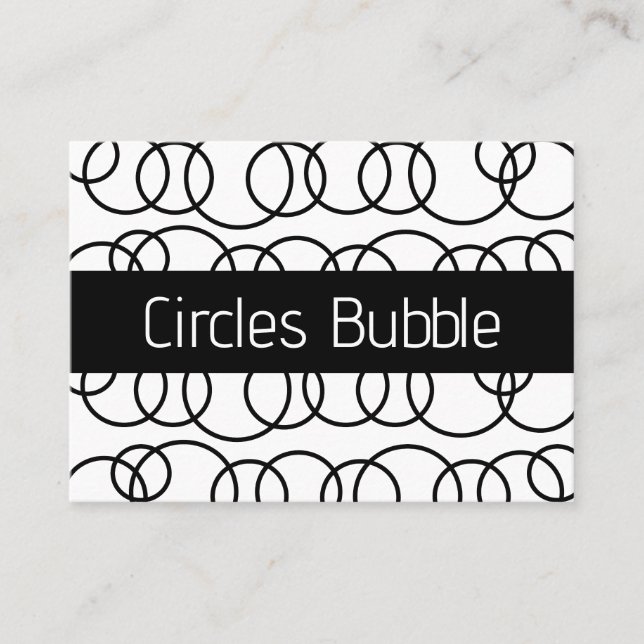 Black and White Circles Bubble Pattern Business Card (Front)