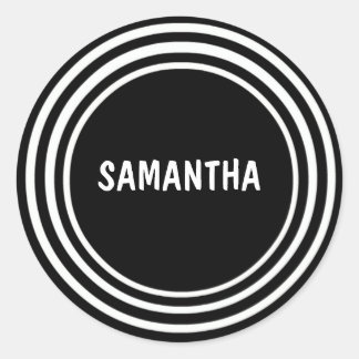 Black and White Circles Classic Round Sticker