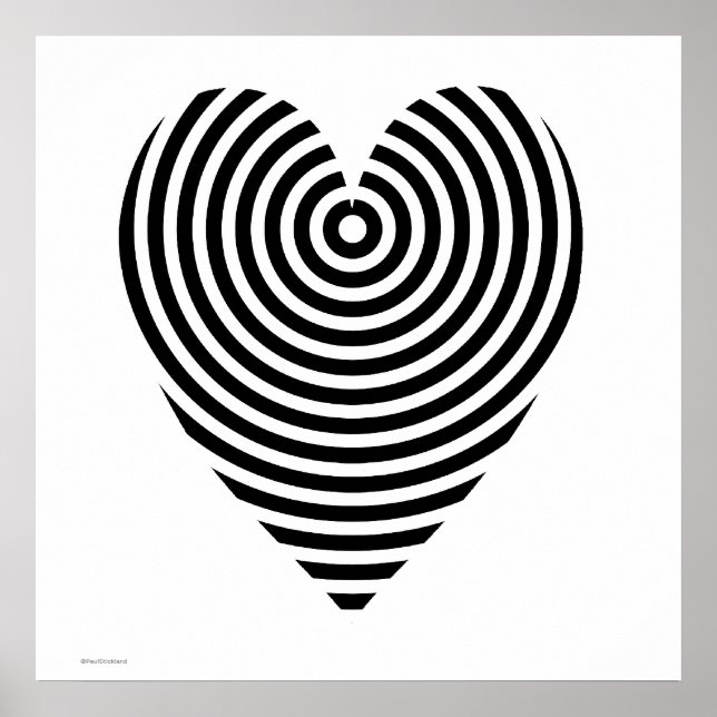 Black and White Circles Heart Poster (Front)
