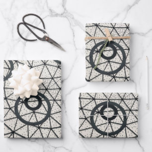 Black and White Circles Pattern Wrapping Paper Sheet