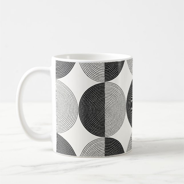 Black and white circles seamless pattern coffee mug (Left)