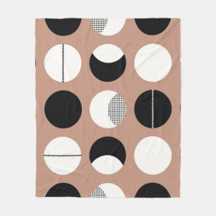 Black and white circles seamless pattern fleece blanket