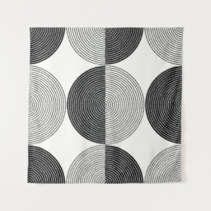Black and white circles seamless pattern tapestry