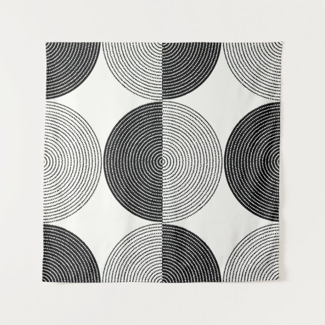 Black and white circles seamless pattern tapestry (Front)