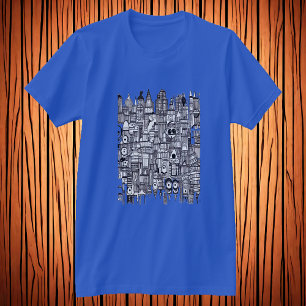 Black and white city art   AI Art  T-Shirt