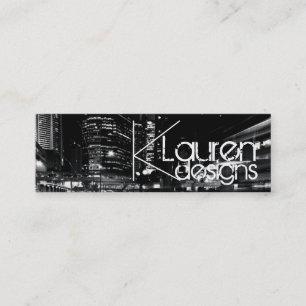 black and white city skinny business card