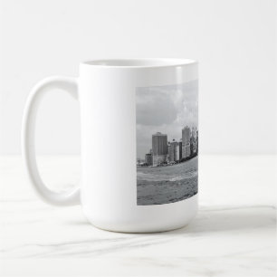 Black and white cityscape coffee mug