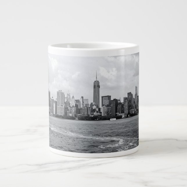 Black and white cityscape large coffee mug (Front)