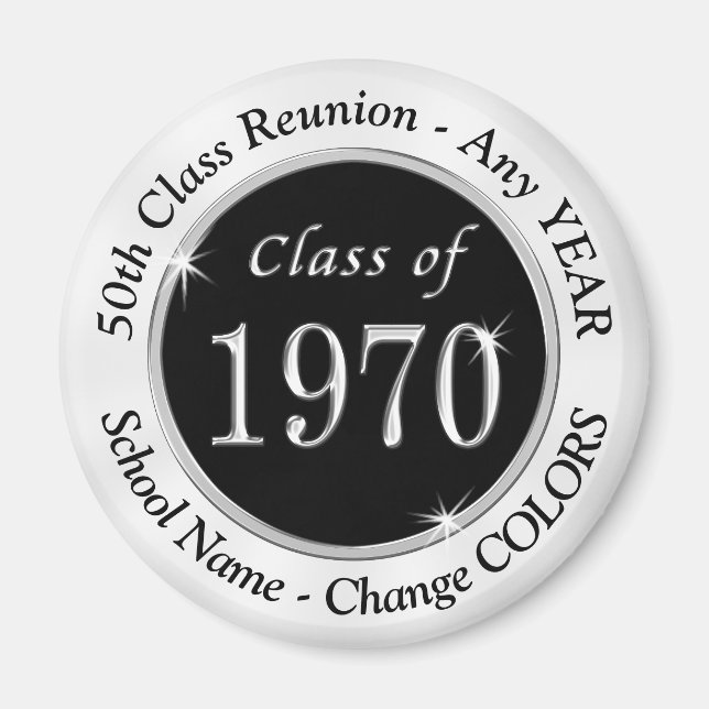 Black and White Class of 1970 Reunion 50th Reunion Magnet (Front)