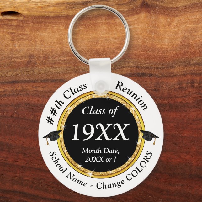 Black and White, Class Reunion Gift Ideas,  Key Ring (Front)