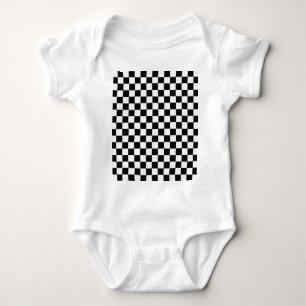 Black And White Classic Chequerboard Baby Bodysuit