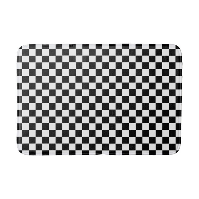Black And White Classic Chequerboard Bath Mat (Front)