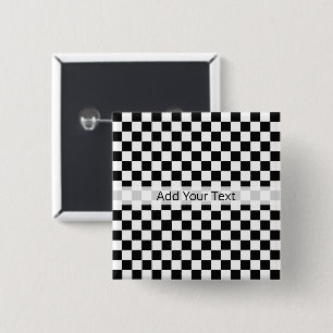 Black and White Classic Chequerboard by STaylor 15 Cm Square Badge