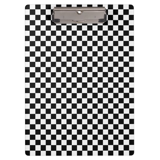 Black And White Classic Chequerboard by STaylor Clipboard (Front)