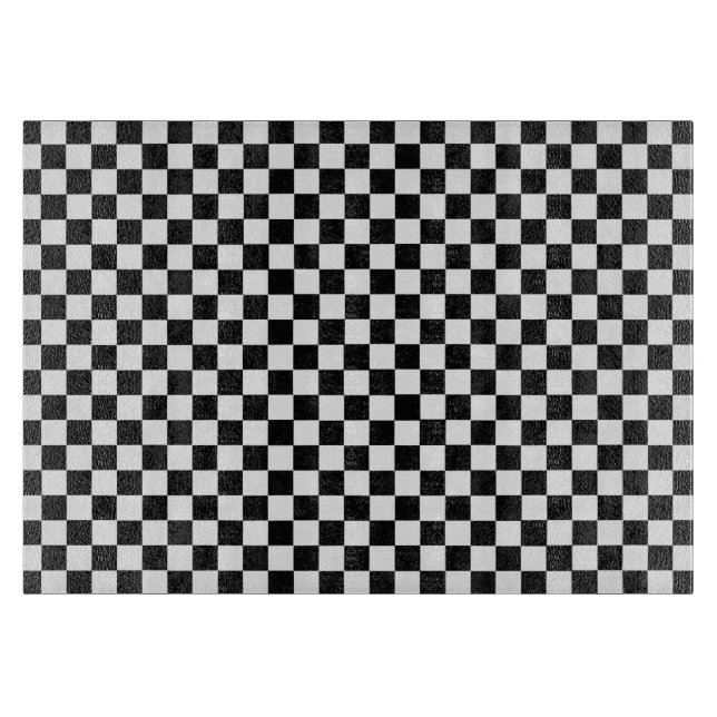 Black And White Classic Chequerboard by STaylor Cutting Board (Front)