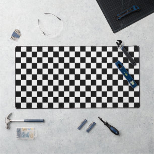 Black and White Classic Chequerboard by STaylor Desk Mat