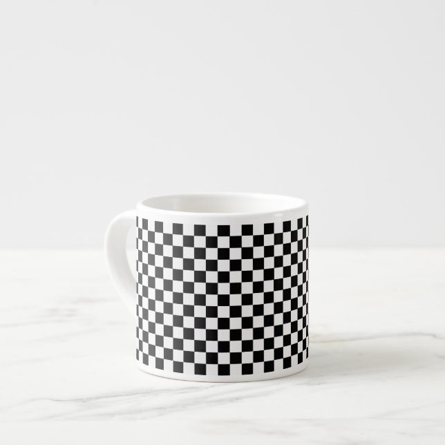 Black and White Classic Chequerboard by STaylor Espresso Cup (Front Left)
