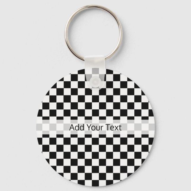 Black and White Classic Chequerboard by STaylor Key Ring (Front)