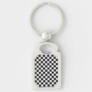 Black and White Classic Chequerboard by STaylor Key Ring