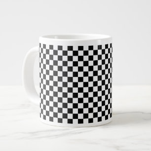 Black and White Classic Chequerboard by STaylor Large Coffee Mug