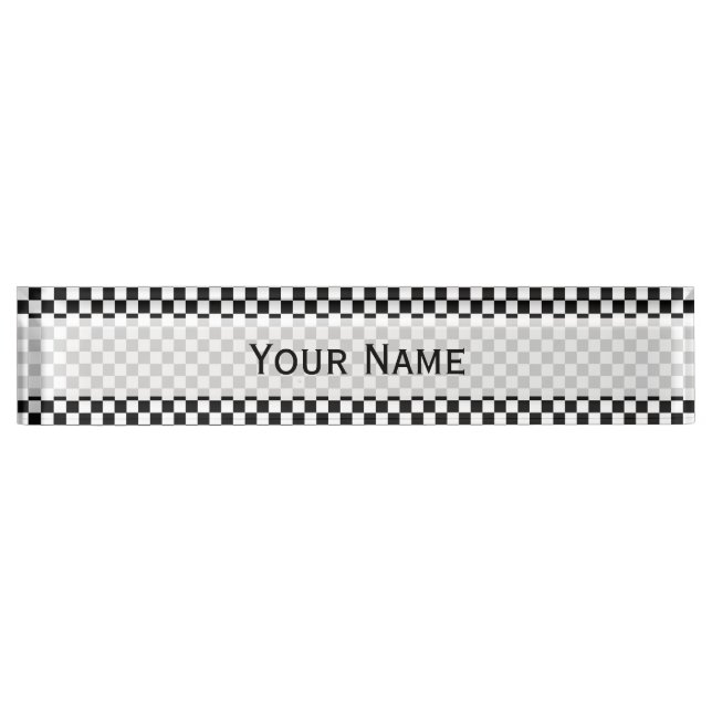 Black and White Classic Chequerboard by STaylor Nameplate (Front)