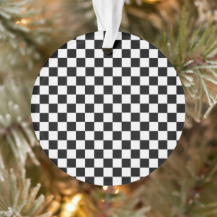 Black and White Classic Chequerboard by STaylor Ornament