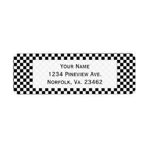 Black And White Classic Chequerboard by STaylor Return Address Label